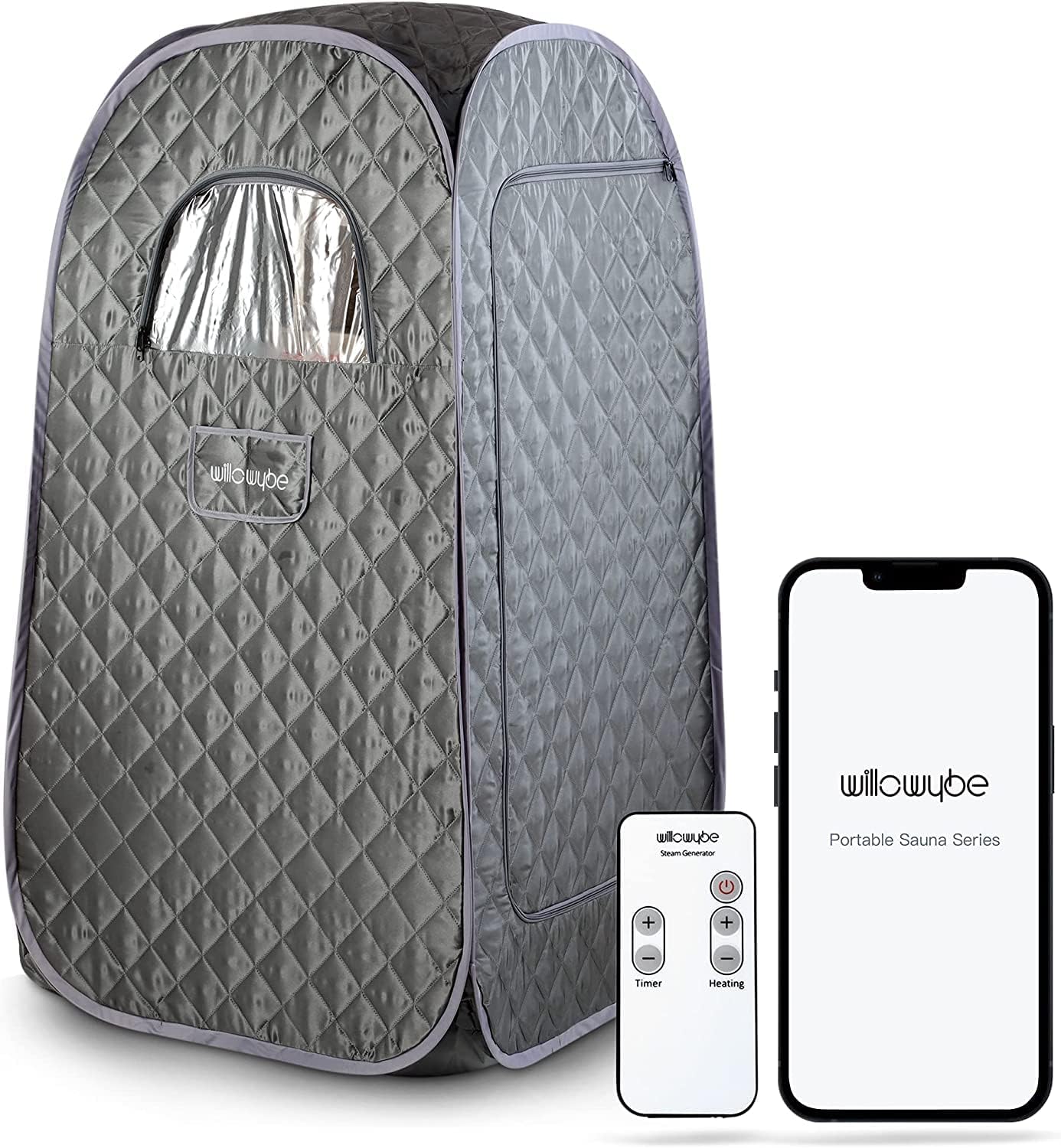 WILLOWYBE Portable Steam Sauna with Bluetooth Control 2.6L 15-Level Temp, FCC/CE Certified