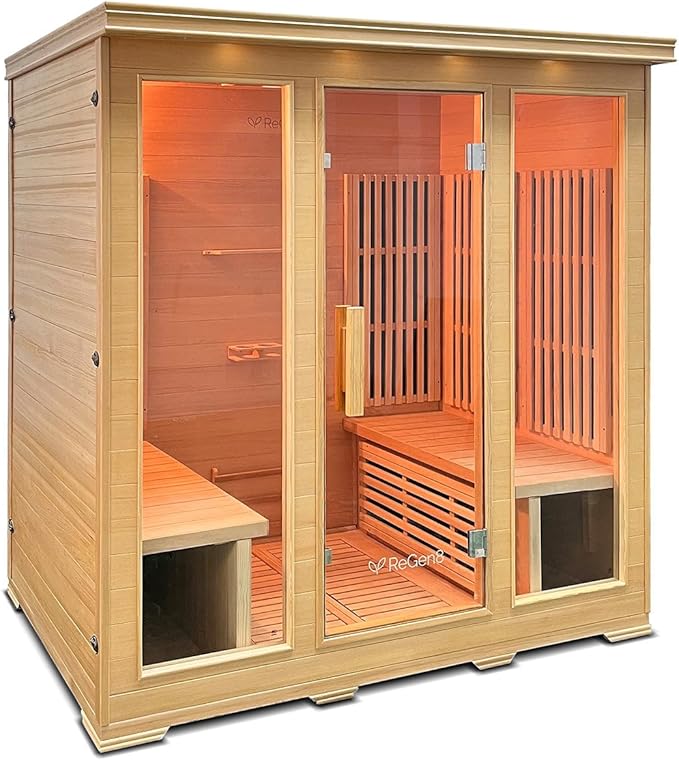 ReGen8 Quadro 4 Person 2640W FAR Infrared Sauna Cabin â€” Canadian Hemlock