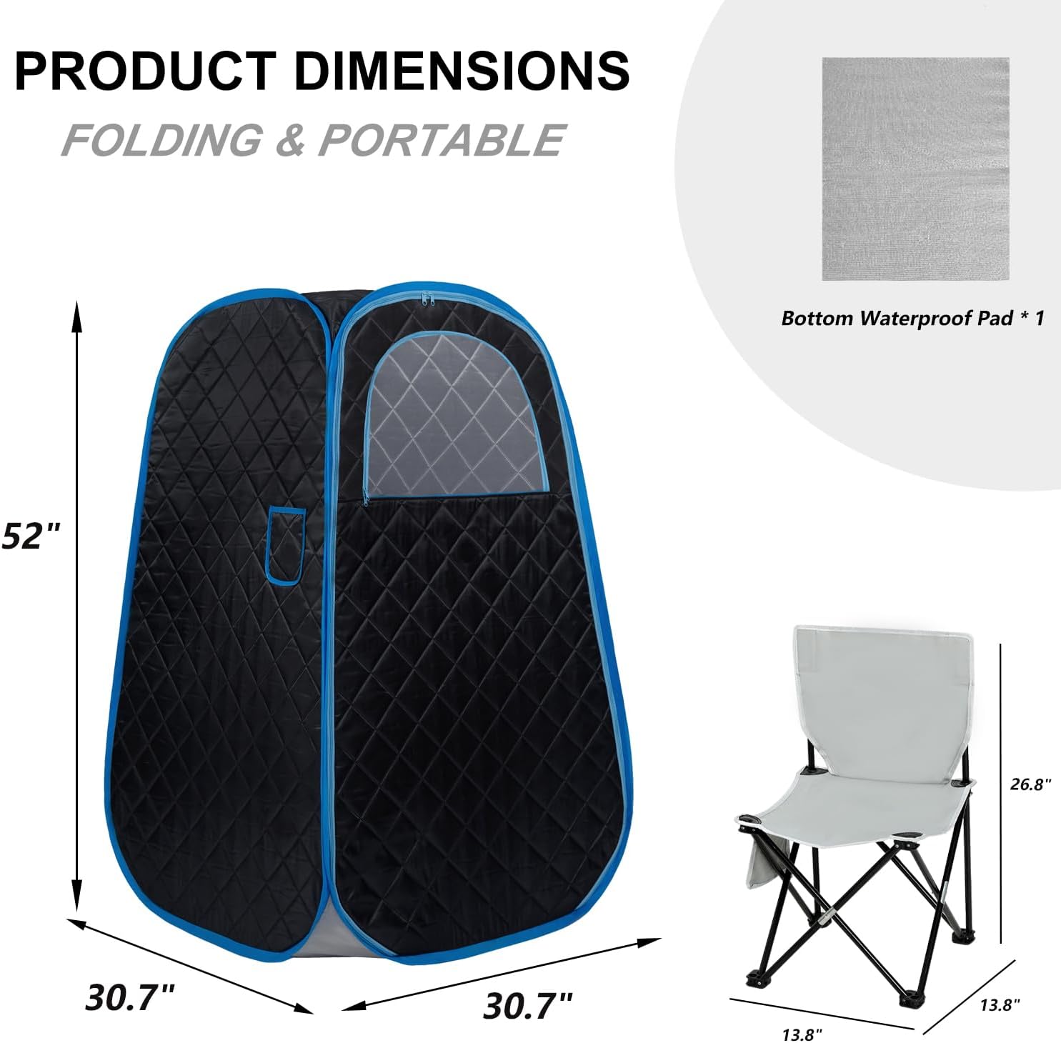Generic Portable Steam Sauna Tent 1000W/2.2L (78x78x132cm)