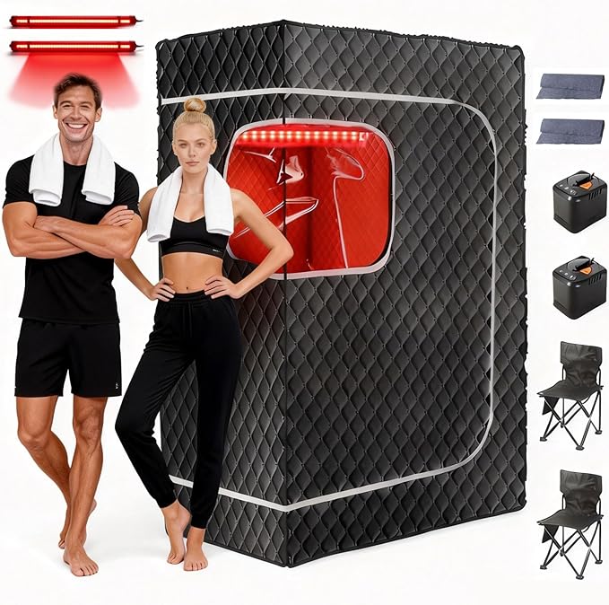 Valdera 2-Person Portable Sauna Tent with Red Light (90x120x180cm)