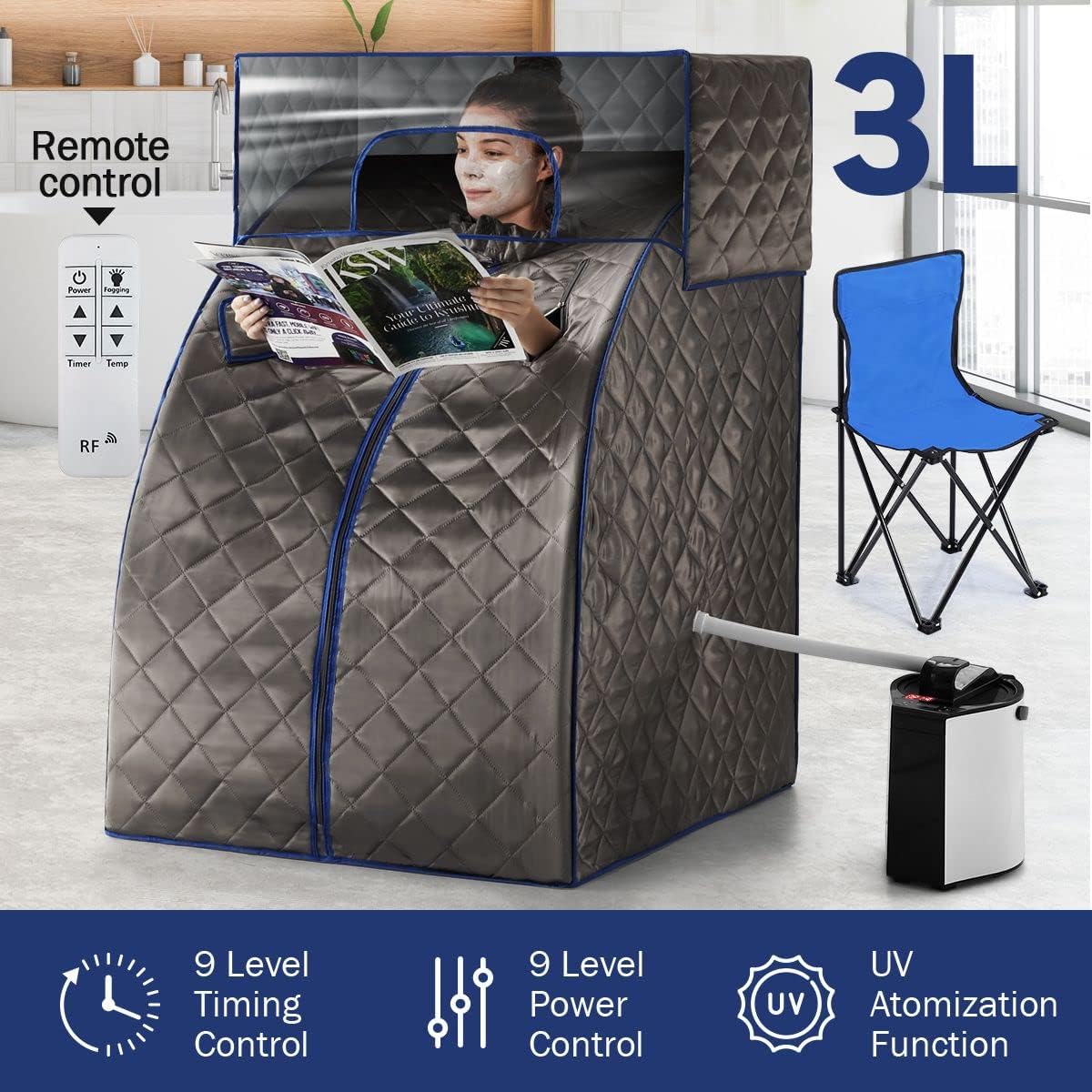 OGL Portable Steam Sauna Kit with Detachable Frame 3L/1000W (CE/SAA Approved)