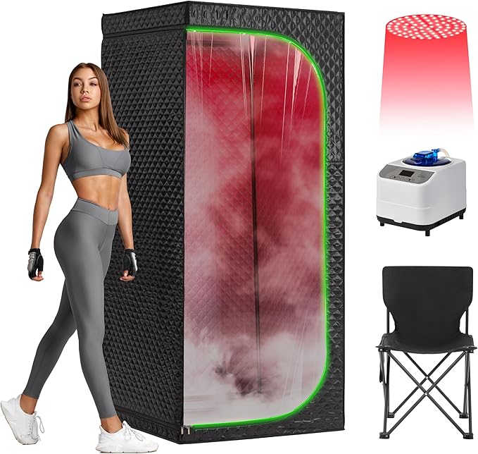 UNANEST Portable Steam Sauna Tent 3L/1200W + Red Light (80x80x180cm)