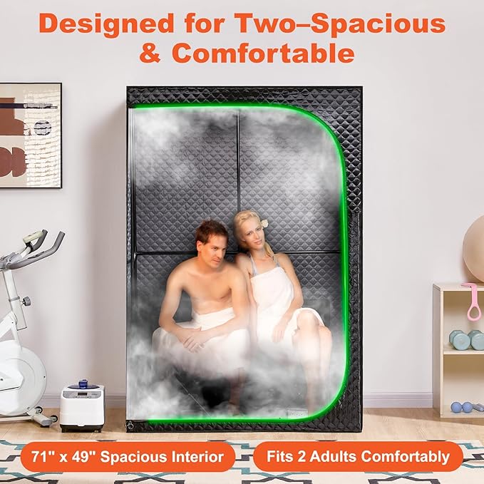 UNANEST 2-Person Steam Sauna Dual 3L/1500W Steamers (88x160x180cm)