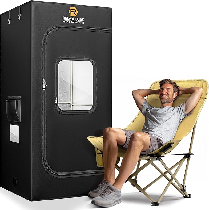RelaxCube Portable Steam Sauna 1200W/3L XL Ergonomic Chair (90x90x190cm) - US Import