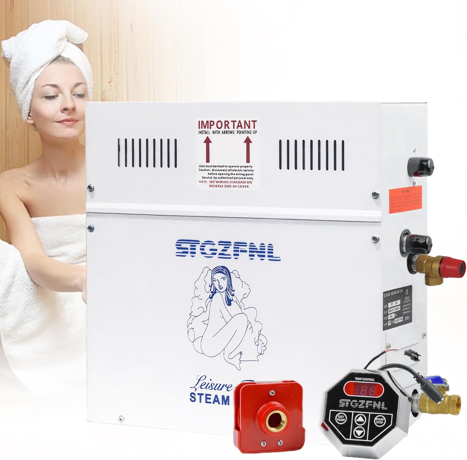 PeiQi 6KW Steam Sauna Generator with External Digital Controller, Wall-Mounted (Permanent Installation)