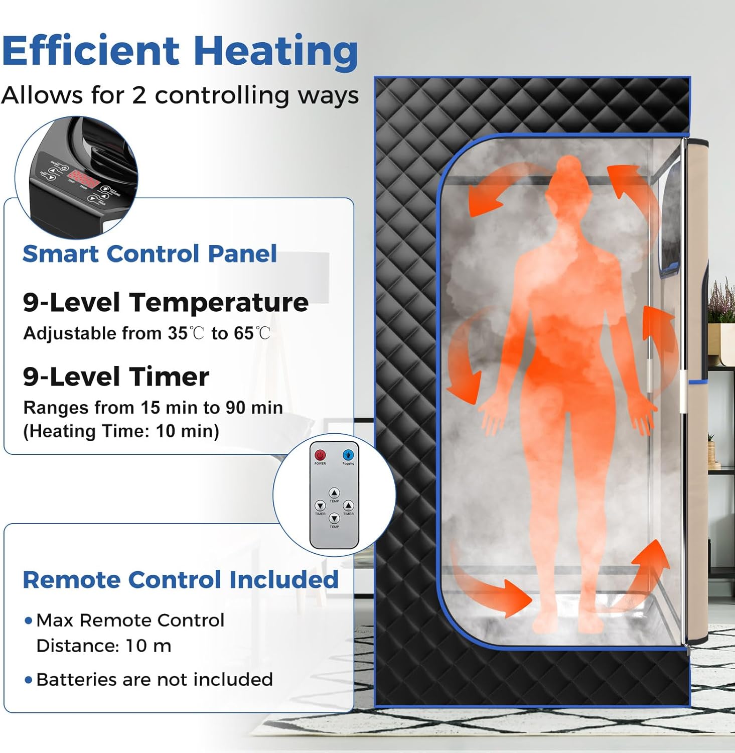 Costway Portable Steam Sauna, 3L Generator, 35â€“65Â°C, Wooden Foot Massager, 91x91x180cm (AU Stock)