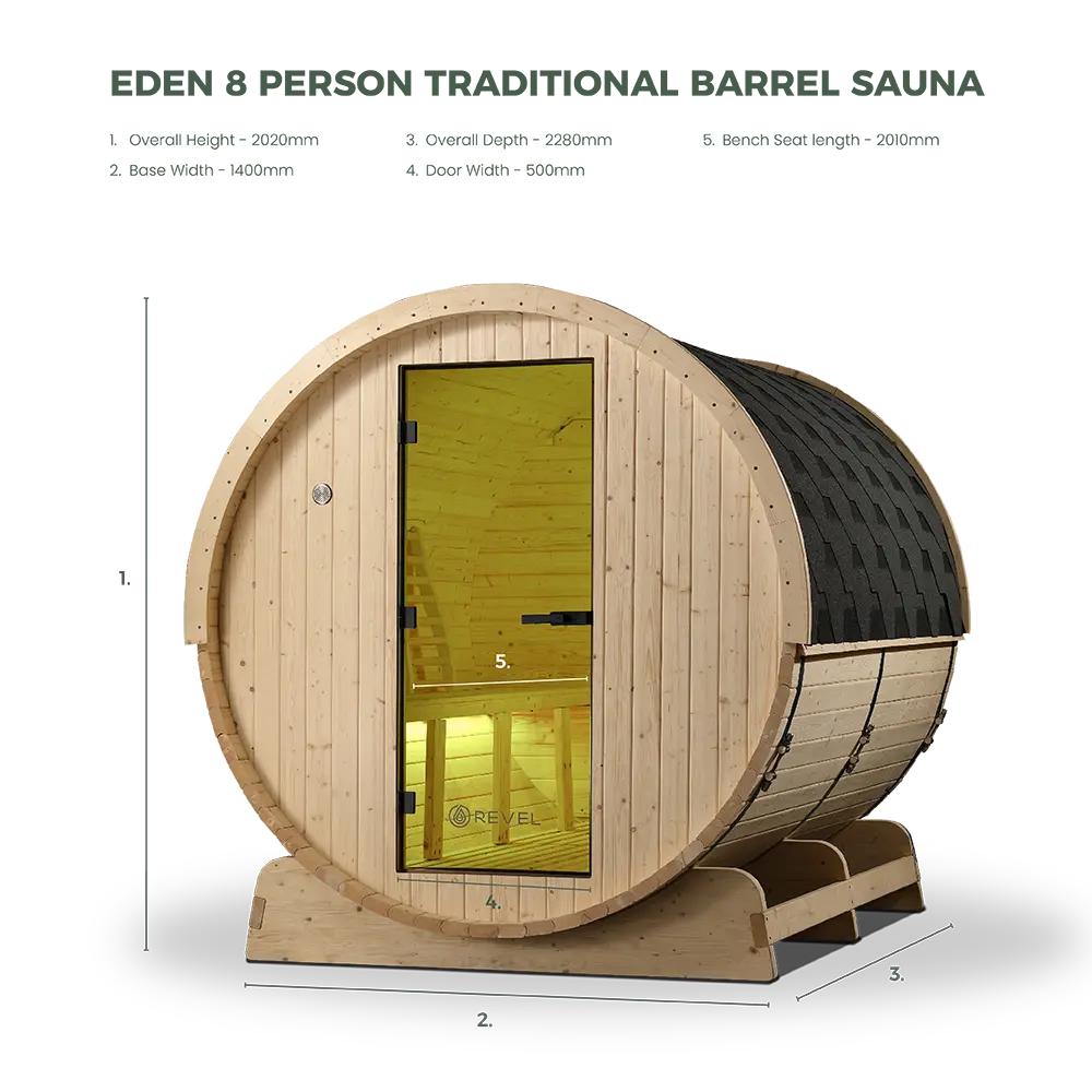 Eden 8-Person Traditional Barrel Sauna