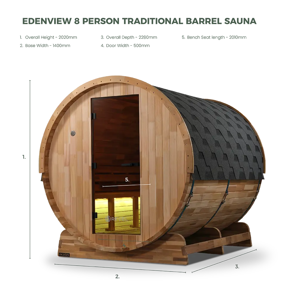 Edenview 8-Person Traditional Cedar Barrel Sauna