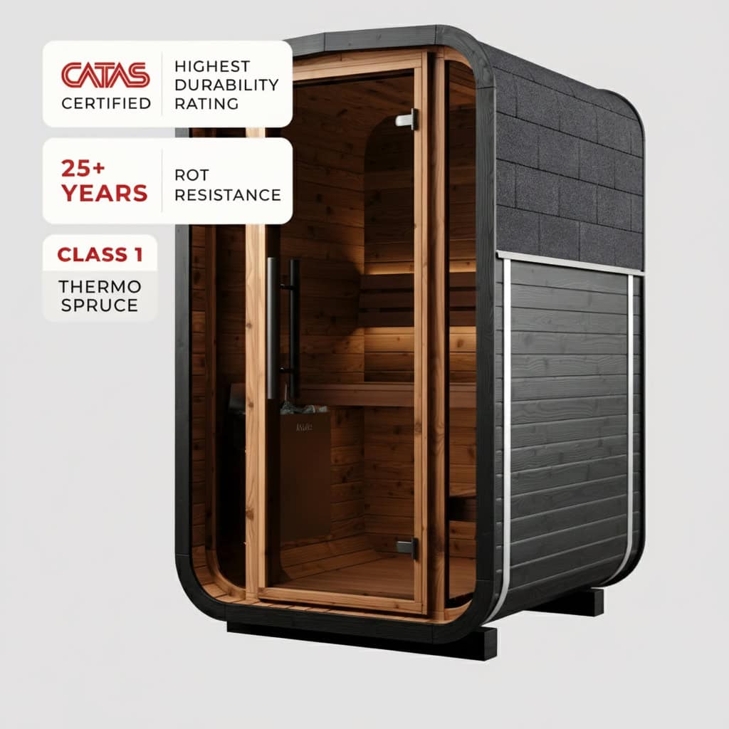‘Sola 140’ Premium Outdoor Sauna – Black Edition