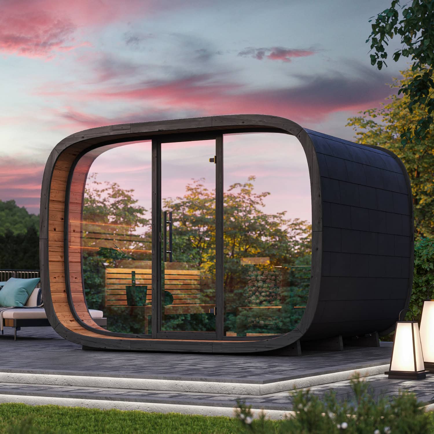‘Round Cube’ Outdoor Sauna