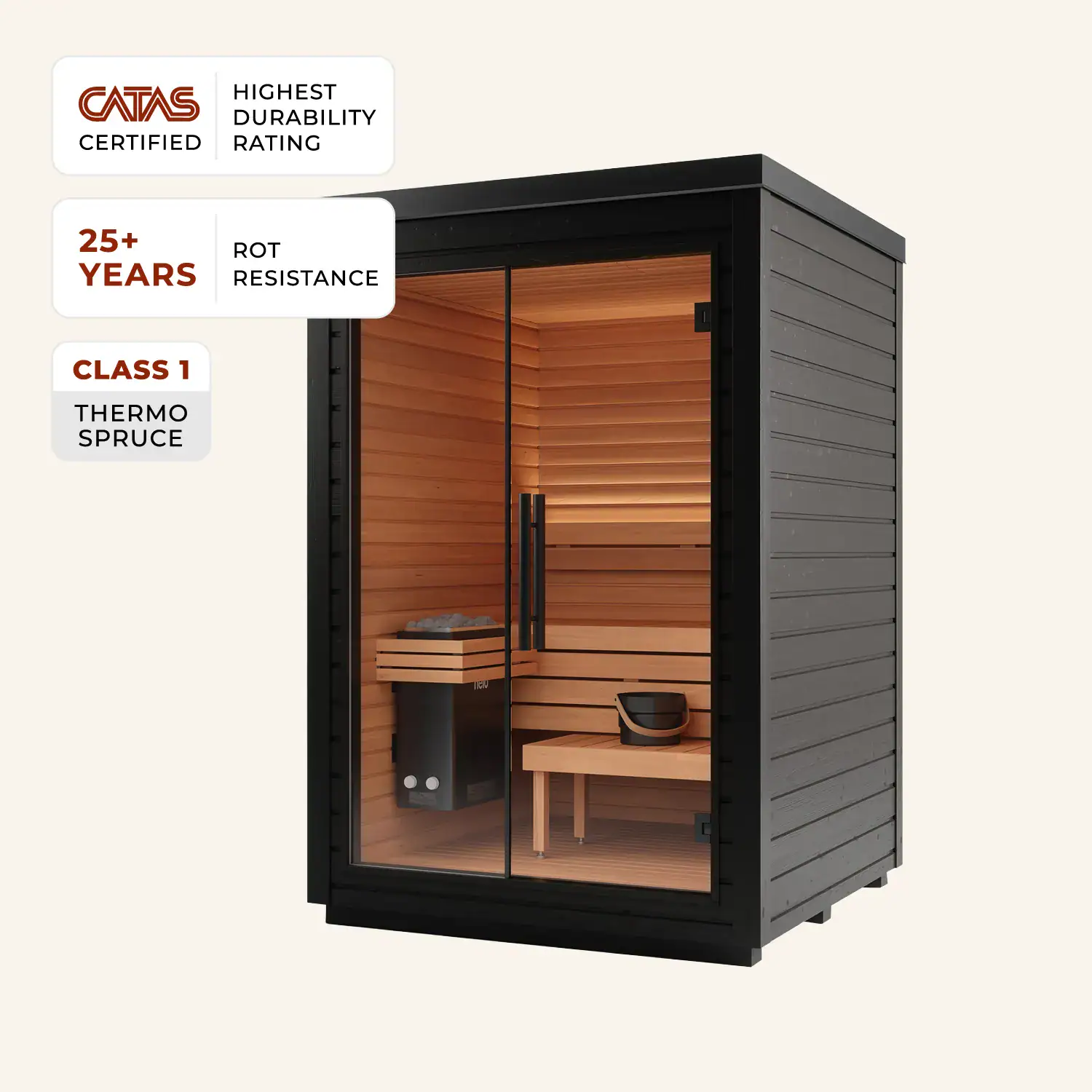 ‘Mira Small’ Outdoor Sauna – Black Edition