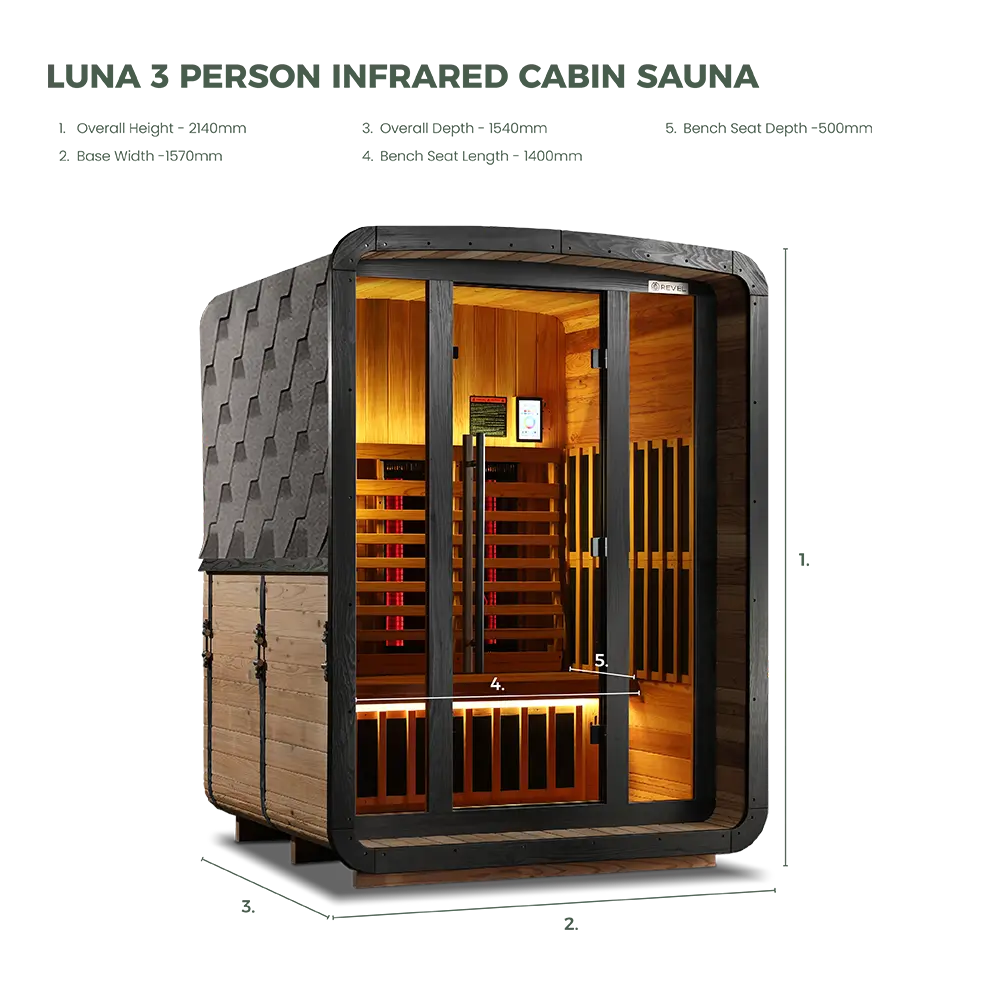 Luna 3-Person Infrared Barrel Sauna - Next Gen