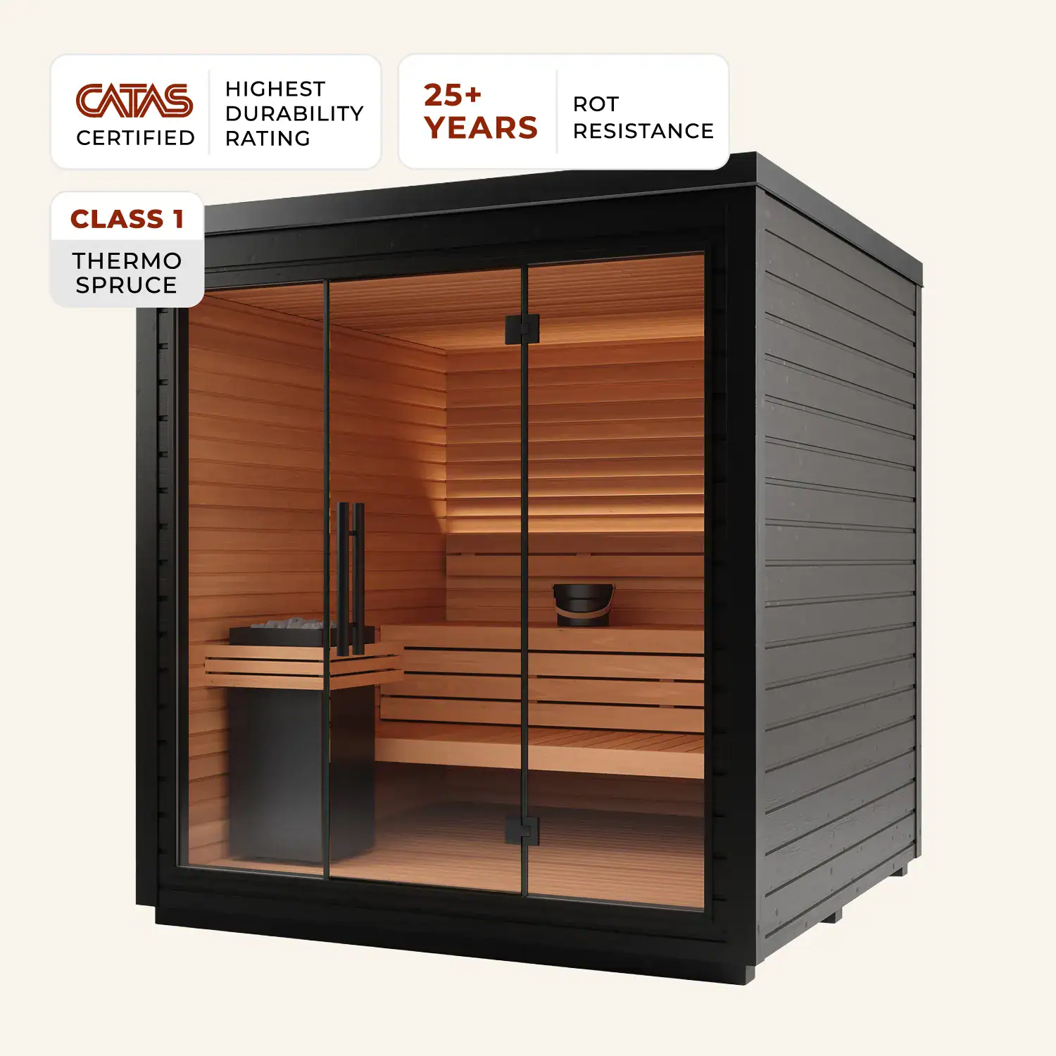 ‘Mira Large’ Outdoor Sauna – Black Edition