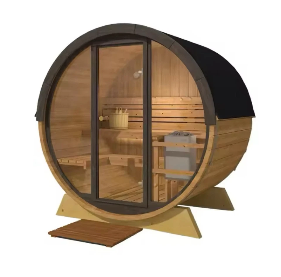 Outdoor/Indoor Scandinavian Softwood Barrel Sauna - 4 Person