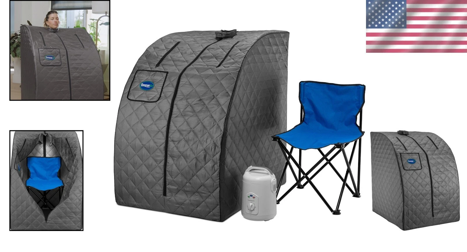 Foldable Personal Steam Sauna - 800W Generator, 60-Min Timer