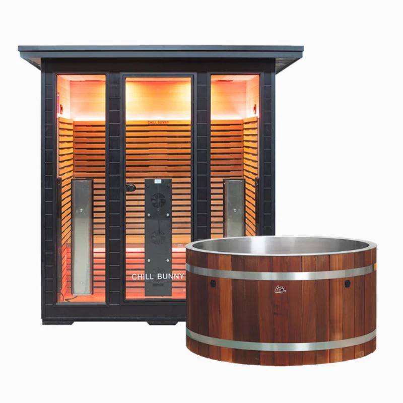 Ice Bath and 4-Person Outdoor Infrared Sauna Combo