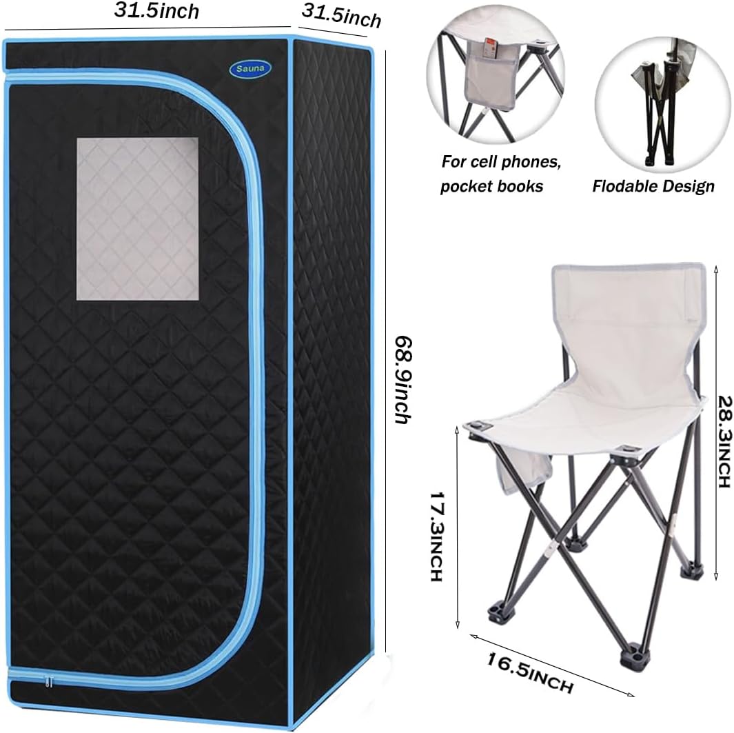 Portable Infrared Sauna for Home Spa with Heated Feet and Portable Chair